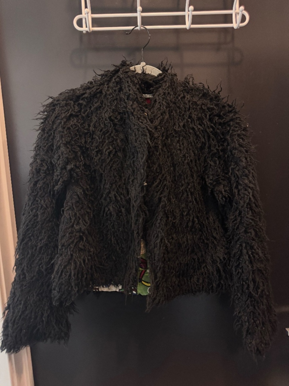 Black Sherpa Cropped Jacket